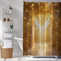 Luminous Bird Shower Curtain – Digital Print Art Pattern, Reversible Polyester with Hooks for Stylish Bathroom Decoration (as the picture,W90xH180cm)