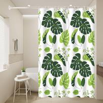 1pc Monstera Leaf Popular Shower Curtain Waterproof PEVA Botanical Bathroom Decor (as the picture,80*180cm)