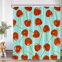 Summer pink fruit shower curtain strawberry cherry peach watermelon shower curtain girl woman polyester bathtub decoration (as the picture,W120xH180cm)