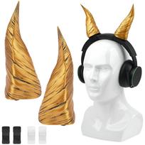 Geekria 3D Printed Headphone Devil Horns, Handmade Headband, Fierce Rajang Horns, Cosplay Ear Attachment, Suitable for Halloween Costume Parties