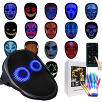 [StimuVariety] LED Mask Glove for Adults and Children, 2026 Model, APP Gesture Sensing, Rechargeable, Glows in the Dark, Ghost Transformation, Horror