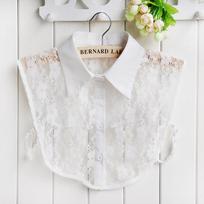 Women's Winter Cotton Rose Bud Lace False Collar Shirt, Japanese & Korean Style