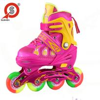 Adjustable Cartoon Inline Roller Skates for Kids and Adults - Soft and Flashy Design Adjustable Large 39-42 Rose Red