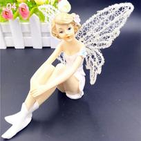 landscape Resin Flying Flower Fairy Garden Flower Ornaments  White Angel Doll Car Cake Decor 4