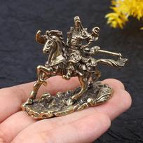 Brass God of Wealth Riding Horse Guan Gong Statue Home Decoration Accessories
