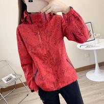 Women's Fashion Zipper Windbreaker Jacket Coat Windproof Hooded Jacket Outdoor Autumn Waterproof Coat Camping Hiking Sportswear Casual Clothing S raudona