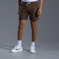 Men's Casual Cotton Shorts, Elastic Waist Drawstring Solid Color Knee-Length Shorts With Pockets S