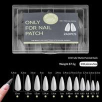 240Pcs Soft Gel False Nail Tips Semi-Matte Almond T-Shape Teardrop Full Cover Fake Nails Extension Tool