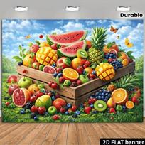 2D Vibrant Summer Fruits Crate Garden Photography Backdrop 47.2x31.5inch/120*80cm
