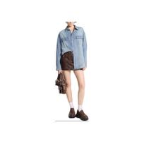 Michael Kors FW24 Washed Lapel Single-Breasted Denim Long Sleeve Shirt Unisex shirts Light-Blue UF4409W1KQ-918 M