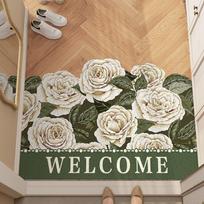Silk Circle Floor Mat, Soil-Rubbing Foot Pad At The Entrance Door, Dirt-Resistant And Cuttable Special-Shaped Anti-Skid Pad, Flower Entry Door Floor 40*60cm