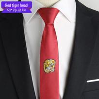 Retro Tiger Head Embroidered JK Uniform Shirt with Zipper Tie for Men and Women