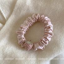 Strawberry Mousse Powder Hair Tie Small Intestine Satin Pleated Hair Band High Elastic Comfortable Hair Accessories Woman