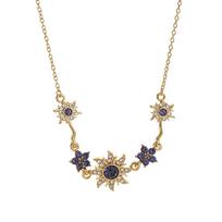 Elegant Sweet Sun Flower Chain Neck Jewelry Zinc Alloy Star Necklace Vintage Style Accessories Rhinestone Necklace Women Ladies auksas