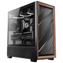ANTEC FLUX Black Walnut PC Case: A mid-tower PC case with a tempered glass panel and wood construction for enhanced cooling.