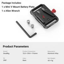 SmallRig V Mount Battery Plate V-Lock Mount Battery Plate with Dual 15mm Rod Clamp for Camera Power Supply Battery Plates -3016 Battery Plate 2987