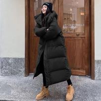 Winter Thicken Hooded Long Parkas Coats Women Casual Loose Big Size Windproof Cotton Padded Jackets Korean Snow Wear S
