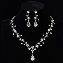 Golden Exquisite Jewelry Sets Rhinestone Choker Necklace Earring Set  Jewelry Gifts Style L