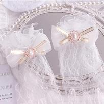 Lovely Gothic Black White Lace Gloves Lace Soft Gothic Lolita Mesh Bow Glove Flower Lace Gloves Cosplay balta