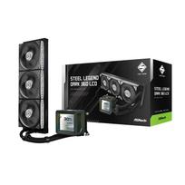 ASRock Steel Legend Dark 360 LCD 360mm Black Liquid Cooler - All-in-One Liquid Cooler with 3.4-inch LCD Display, CPU Temperature Display, LGA1700 AM5