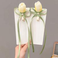 2pcs Elegant Sweet Tulip Tulip Hairpin Pearl Silk Hair Accessories Flower Duckbill Clip Pearl Flower Hairpin Korean Style geltona