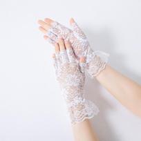 Fashion Half Finger Lace Gloves Thin Elastic Touch Screen Gloves Breathable Solid Color Driving Gloves Bride Accessories