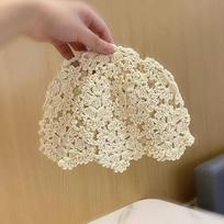 Hollowed Flower Shape Cotton Knitted Beret For Women Fashion Casual Hat Clothing Accessories