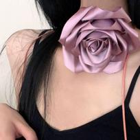 New Satin Rose Lace Neck Neckband Personality Fashion Body Chain Luxurious Choker Women