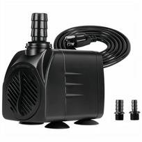 Submersible Pump 110V 2000L/H 20W, Max Lift 2M, with 3 Nozzles & 6 Suction Cups for Aquarium, Hydroponics, Water Feature 20W