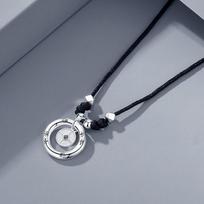 Real Shot Light Luxury: 999 Sterling Silver Ping An Kou Coin Necklace with Hand-Woven Black Rope