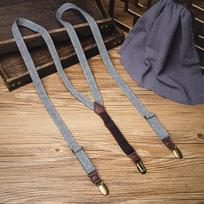 Retro Elastic Herringbone Belt: Non-slip, Strong Three-clip Suspenders for Unisex Plus Size Trousers.
