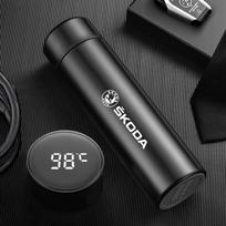 500ml Car Smart Thermos Mug Stainless Steel Insulated Water Bottle For Skoda Octavia Superb Rapid Kodiaq Karoq Fabia Kamiq Enyaq
