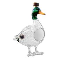 Glass Duck Shaped Whiskey Decanter with Detailed Feather Texture and Cork Stopper for Liquor Storage and Display Collectible Bottle One Size
