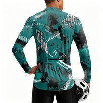 Men's Long Sleeve Cycling Jersey Quarter Zip Breathable Quick Dry Lightweight Stretch Fabric Sportswear Top for Outdoor Activities S