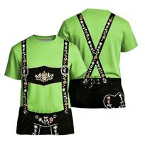 Men's Oktoberfest Short Sleeve T Shirt Vintage Texture Print Loose Fit Casual Summer Daily Wear Top with Embroidered Suspenders Design XXXL