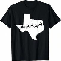 Texas Map Santa Christmas T-Shirt Reindeer Shirt T-Shirt S