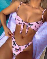 2023 Butterfly Print Knot Style Bikini for Women Small