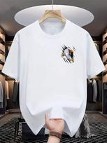 Unisex Retro Geometric Eagle Print T-Shirt M