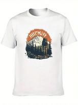 JeeweySaucy Unisex's Vintage Mountain Climbing Graphic T-Shirt - White Outdoor Adventure Tee With Pine Trees & Peaks M