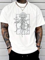 Graphic Jellyfish With Fishes In Sea T-Shirt Unisex's Fashion T-Shirt M