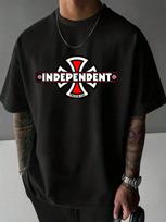 Unisex Juodi marškinėliai su raudonu grafiniu užrašu „Independent“ S