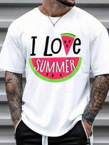 I Love Summer Watermelon Unisex T-Shirt Summer Fashion Short Sleeved Tshirt XXXL