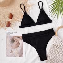 Women's Bikinis Set Swimsuit Push-up Solid High Waist Two Piece Bathing Suit Swimwear S