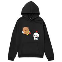 Kawaii Be Mine Graphic Hoodie Bubu Dudu Sweatshirt Cute Panda Bear Sudaderas for Girl Cartoon Casual Women Unisex Spring Pullovers L
