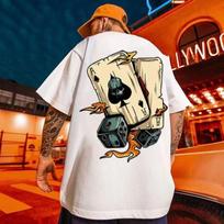 Funny Poker Printing T Shirt for Men Fashion Simplicity Harajuku Short Sleeve Loose T-Shirts Summer  Sports Tops M balta