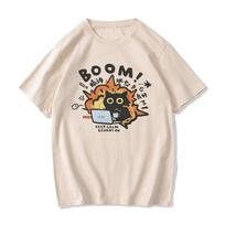 Boom CAT marškinėliai Mental Pure Cotton trumpomis rankovėmis vyrams moterims 2024 vasaros nauji marškinėliai drabužiai laisvi kasdieniai animaciniai viršūnės XS