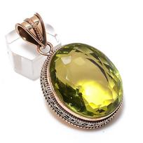 Natural Peridot Gemstone Handmade Copper Jewelry Pendant 1.97  B7F65