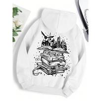 A Funny  Book Printed Sweatshirt Women Harajuku Casual Loose Hooded Fashion Soft Comfortable Hoodies Autumn Warm Female Clothes S