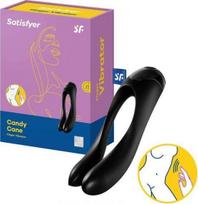 Satisfyer Candy Cane Compact Finger Vibe Juodas-Oranžinis, Ergonomic Design