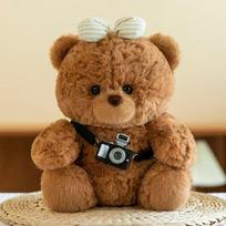 Cute Bow Doodle Bear Plush Toy Teddy Bear Doll Girl Gift Teddy Bear Doll 22cm  0.145kg